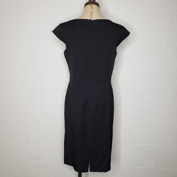 Anne Klein Black Ruched Cross Chest Sheath Dress 6 - Picture 6 of 12